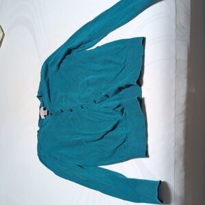 LOFT Teal Button-Up Sweater Cardigan